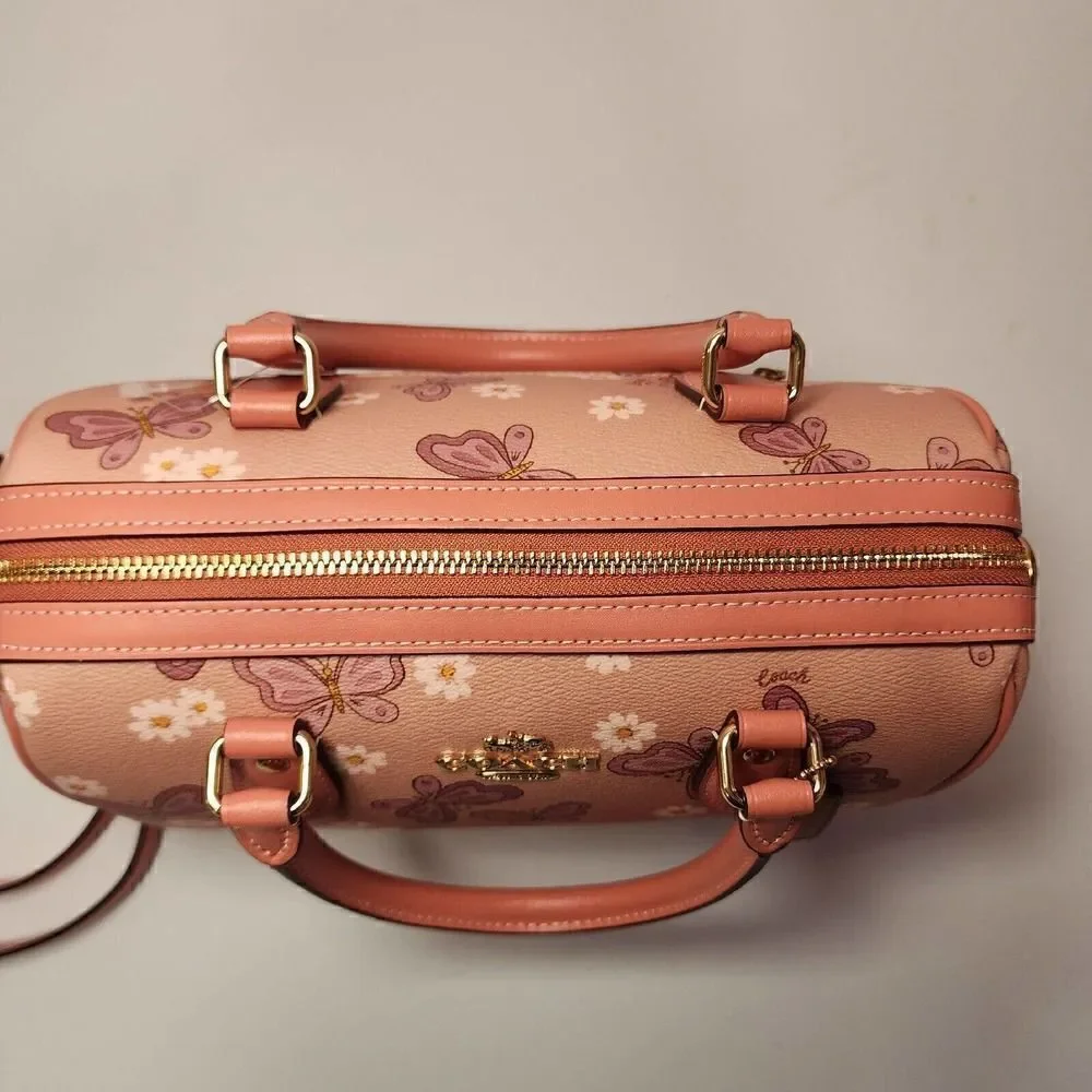 NWT COACH CH214 Lovely Butterfly Rowan Satchel Crossbody Canvas Leather - Picture 5 of 8